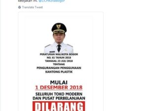 Toko Modern dan Pusat Perbelanjaan di Kota Bogor Tidak Menyediakan Kantong Plastik Mulai 1 Desember 2018